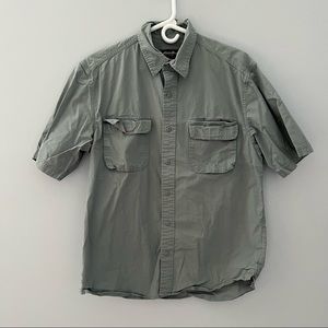 Eddie Bauer Shirt Adult Medium Blue Gray Button Up Short Sleeve Outdoors Mens